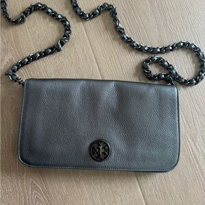 Tory Burch Black Pebbled Leather Chain Crossbody